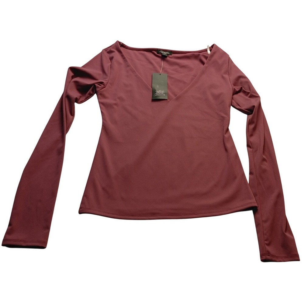Wild Fable Top Women's V-Neck Long Sleeve Mauve Pink Feminine Casual XS NWT